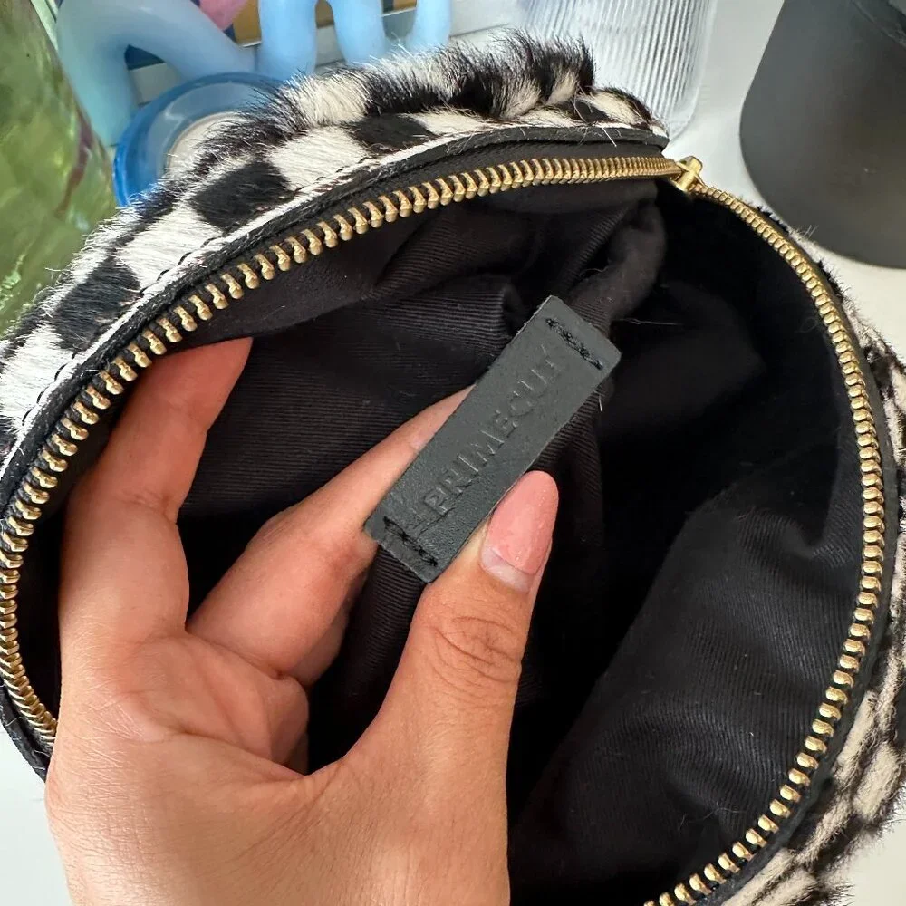 Primecut Checkered Crossbody Calf Hair Cowhide Bum Bag - Picture 6 of 7